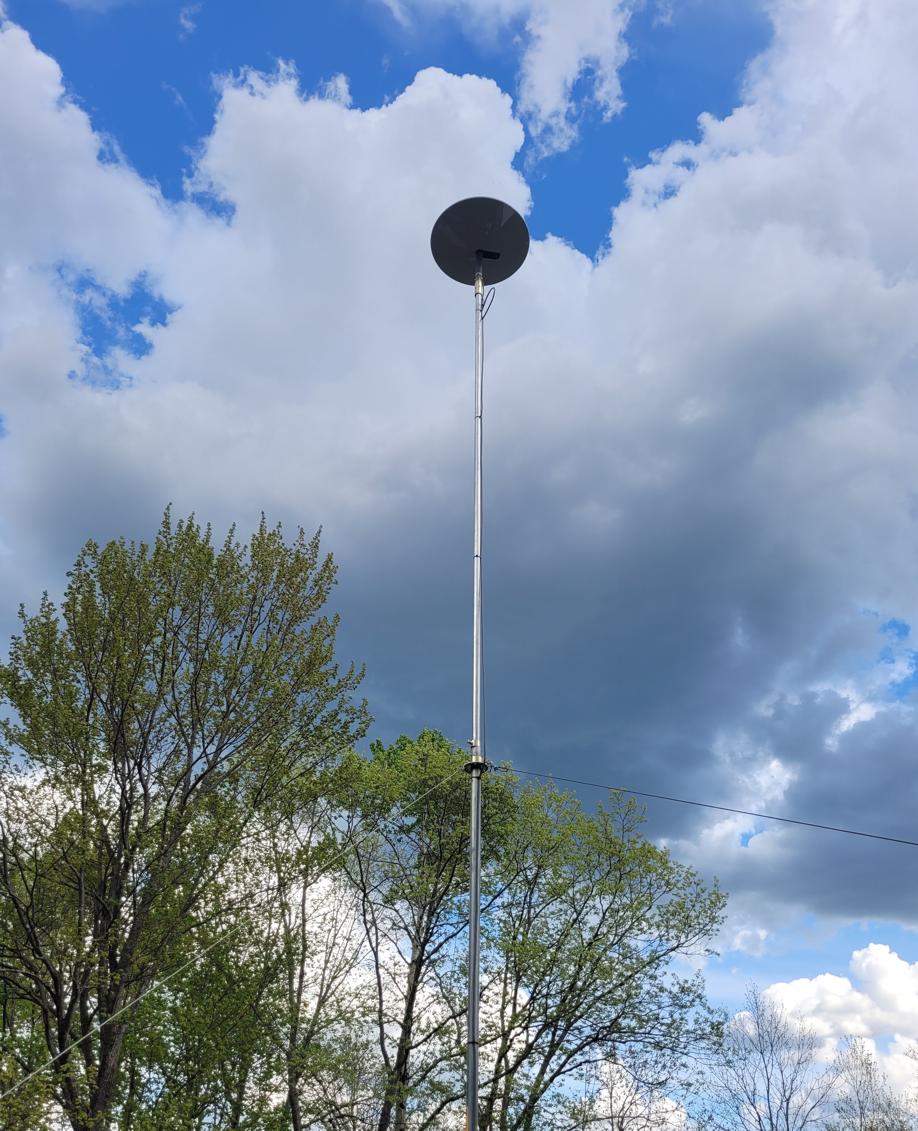 20 foot tripod and mast supported by guy wires